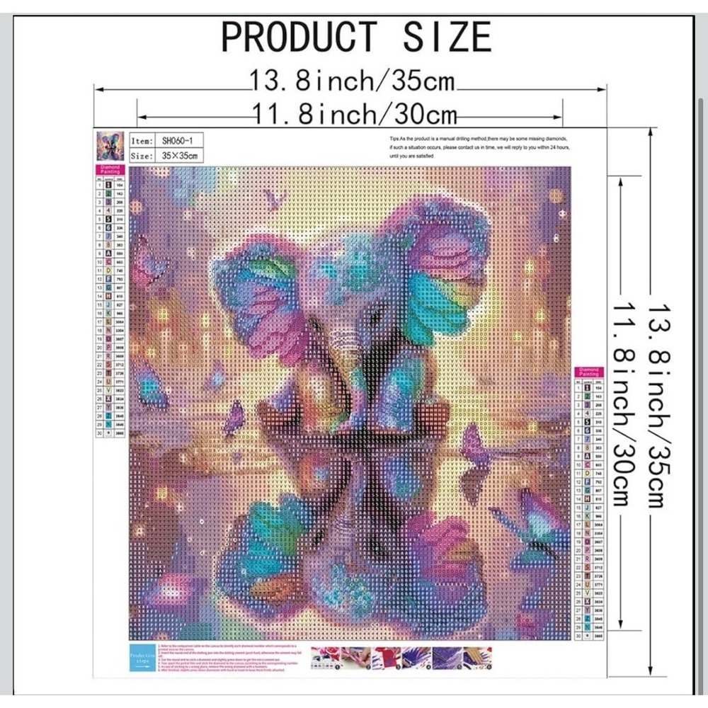 5D Diamond Painting Kits for Adults, Animal Elephant Full Drill Diamond Painting - Picture 1 of 3